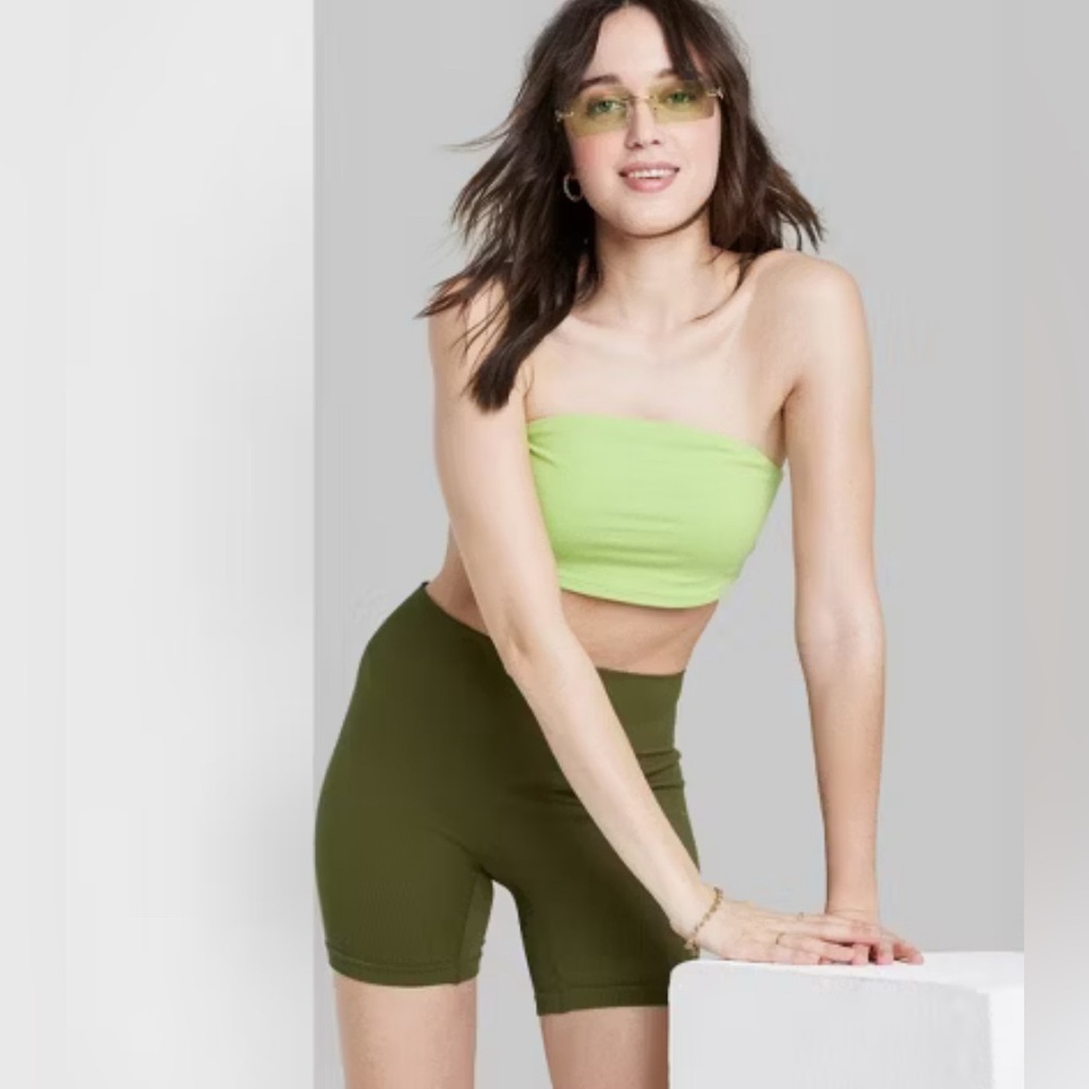 Wild Fable XS Olive Green High-Waisted Stretchy Bike Shorts